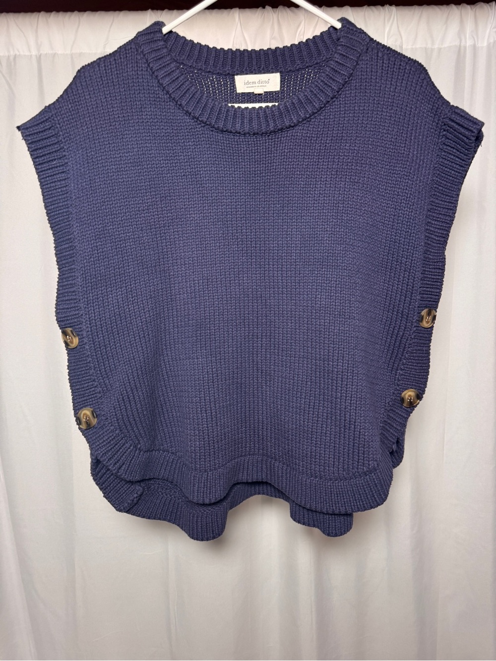 Idem Ditto Sleeveless Sweater Heavy Knit Blue Womens Large Sweater Vest